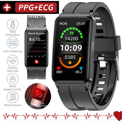 EP01 Monitor glicemiei Ceas inteligent ECG PPG HRV Frecvență cardiacă Tensiune arterială Banda de sănătate Tracker fitness Bratara inteligentă