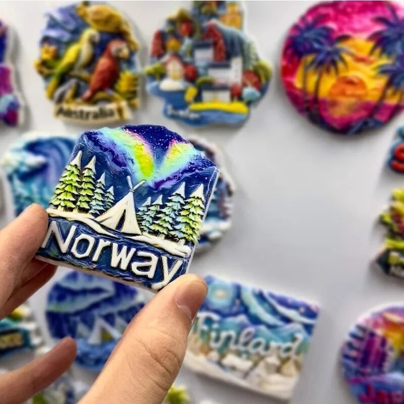 Nórsko, suveníry, magnety na chladničku zo severnej Európy, Island, Arktída, Fínsko, polárna žiara, nálepky na chladničku, bytové dekorácie, svadobné darčeky
