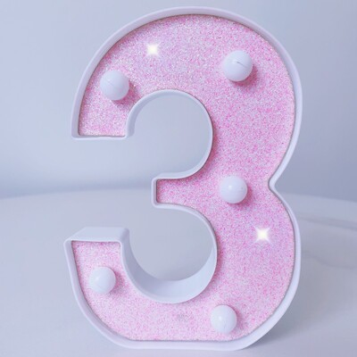 Rožinė romantiška prabangi LED lemputė 6,3 colio rožinė dekoratyvinė abėcėlės numerio lemputė su baterijomis maitinamos Kalėdinės dekoratyvinės šviesos vestuvės