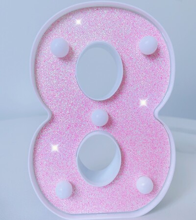 Rožinė romantiška prabangi LED lemputė 6,3 colio rožinė dekoratyvinė abėcėlės numerio lemputė su baterijomis maitinamos Kalėdinės dekoratyvinės šviesos vestuvės