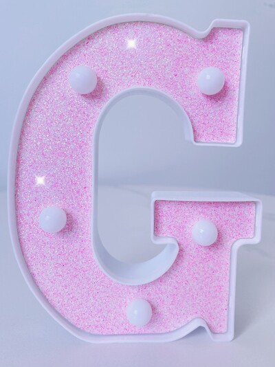 Rožinė romantiška prabangi LED lemputė 6,3 colio rožinė dekoratyvinė abėcėlės numerio lemputė su baterijomis maitinamos Kalėdinės dekoratyvinės šviesos vestuvės