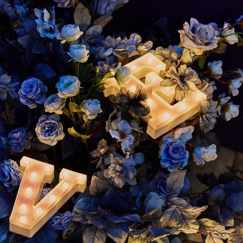 Rožinė romantiška prabangi LED lemputė 6,3 colio rožinė dekoratyvinė abėcėlės numerio lemputė su baterijomis maitinamos Kalėdinės dekoratyvinės šviesos vestuvės