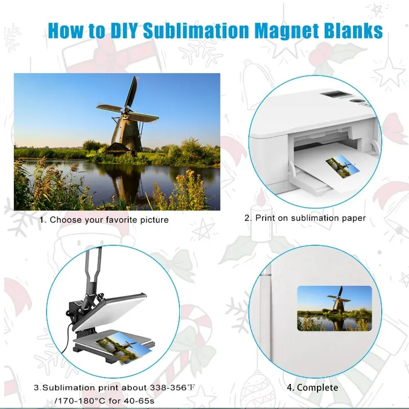 1 db-os szublimációs mágneses készlet Személyre szabott hűtőmágnes otthoni konyhához Hűtőszekrény fali ajtó Irodai barkács dekorációhoz