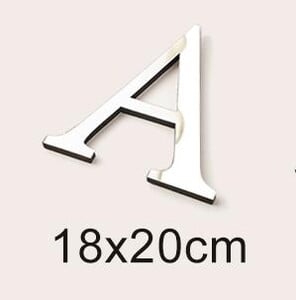 Μεγάλο μέγεθος 20cm Gold & Sivler 3D Ακρυλικός Επιφάνεια Καθρέφτη Αγγλικά γράμματα Αυτοκόλλητα τοίχου Διακόσμηση σπιτιού Αυτοκόλλητα τοίχου Alphabet Art Τοιχογραφία