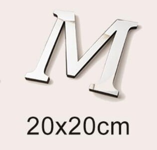 Μεγάλο μέγεθος 20cm Gold & Sivler 3D Ακρυλικός Επιφάνεια Καθρέφτη Αγγλικά γράμματα Αυτοκόλλητα τοίχου Διακόσμηση σπιτιού Αυτοκόλλητα τοίχου Alphabet Art Τοιχογραφία