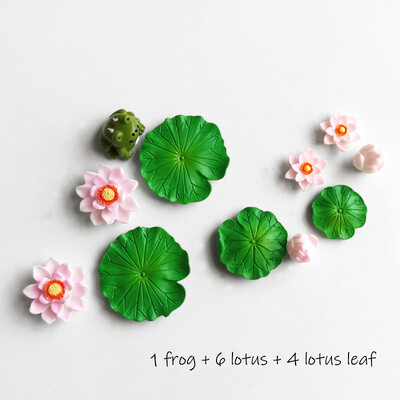 BAIUFOR Pește Frunze de lotus Set de rață de desene animate Terariu Acvariu Figurine DIY Zână Grădină Rezervor de pește Peisaj Decor miniatural