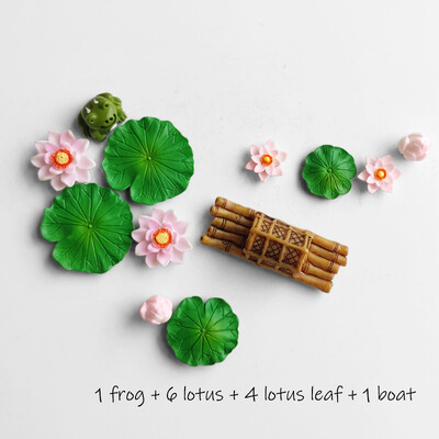 BAIUFOR Pește Frunze de lotus Set de rață de desene animate Terariu Acvariu Figurine DIY Zână Grădină Rezervor de pește Peisaj Decor miniatural