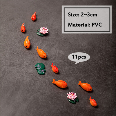 BAIUFOR Pește Frunze de lotus Set de rață de desene animate Terariu Acvariu Figurine DIY Zână Grădină Rezervor de pește Peisaj Decor miniatural