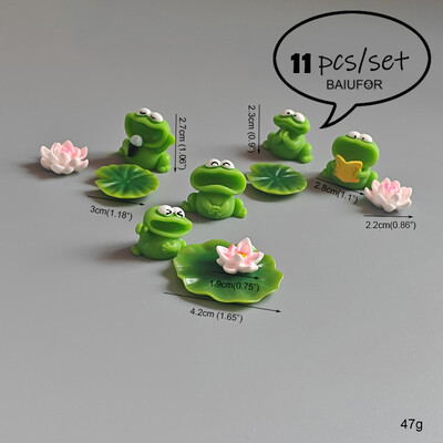 BAIUFOR Pește Frunze de lotus Set de rață de desene animate Terariu Acvariu Figurine DIY Zână Grădină Rezervor de pește Peisaj Decor miniatural