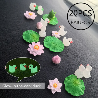 BAIUFOR Pește Frunze de lotus Set de rață de desene animate Terariu Acvariu Figurine DIY Zână Grădină Rezervor de pește Peisaj Decor miniatural