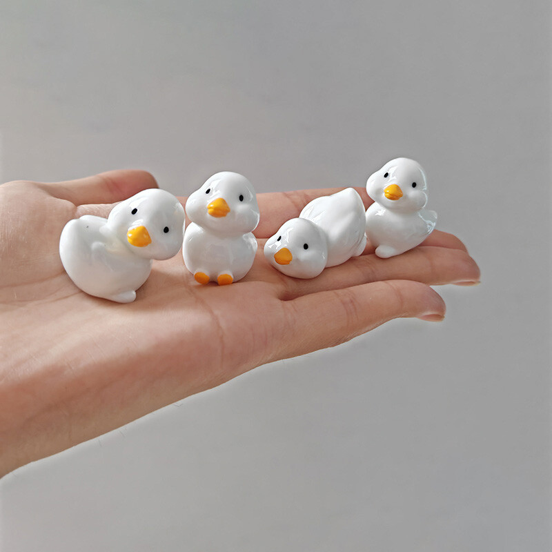 BAIUFOR Pește Frunze de lotus Set de rață de desene animate Terariu Acvariu Figurine DIY Zână Grădină Rezervor de pește Peisaj Decor miniatural