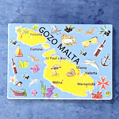 Maltos suvenyrai, plytelės, žemėlapiai, architektūriniai peizažai, 3D šaldytuvo magnetai, meno ir amatų dovanų kolekcija iš maždaug