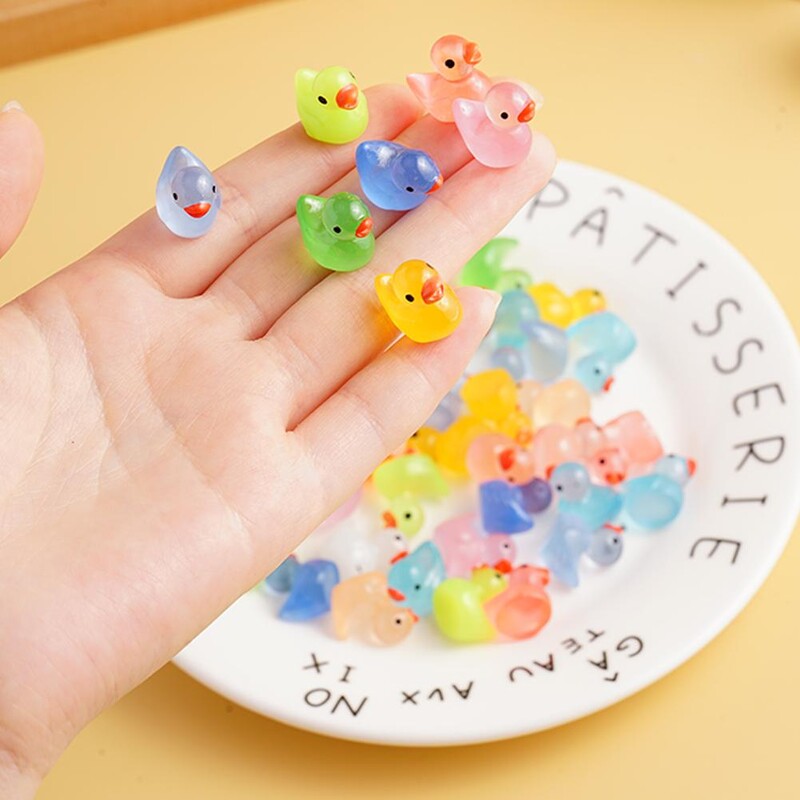 100 τμχ Μίνι φθορίζον κίτρινο στολίδι πάπιας Μινιατούρες μικροσκοπικές φιγούρες Μικροσκοπική ρητίνη Χειροτεχνία Μικρο Τοπίο Διακόσμηση