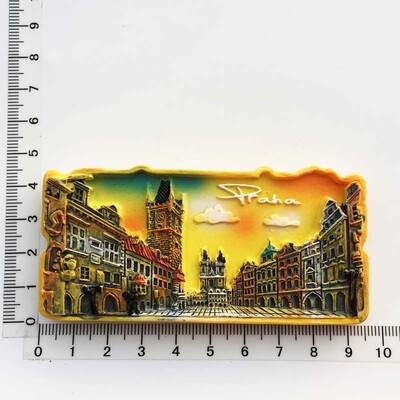 Magnet na chladničku, suveníry, Česká republika, Praha, kultúrna krajina, maskot Prahy, astronomické hodiny, magnety, nálepka, vidiecka dekorácia