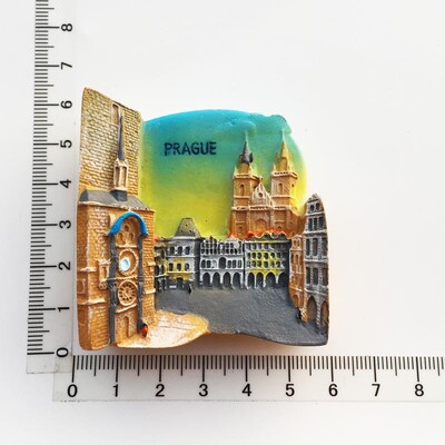 Magnet na chladničku, suveníry, Česká republika, Praha, kultúrna krajina, maskot Prahy, astronomické hodiny, magnety, nálepka, vidiecka dekorácia