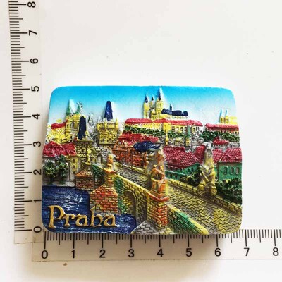 Magnet na chladničku, suveníry, Česká republika, Praha, kultúrna krajina, maskot Prahy, astronomické hodiny, magnety, nálepka, vidiecka dekorácia