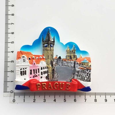 Magnet na chladničku, suveníry, Česká republika, Praha, kultúrna krajina, maskot Prahy, astronomické hodiny, magnety, nálepka, vidiecka dekorácia