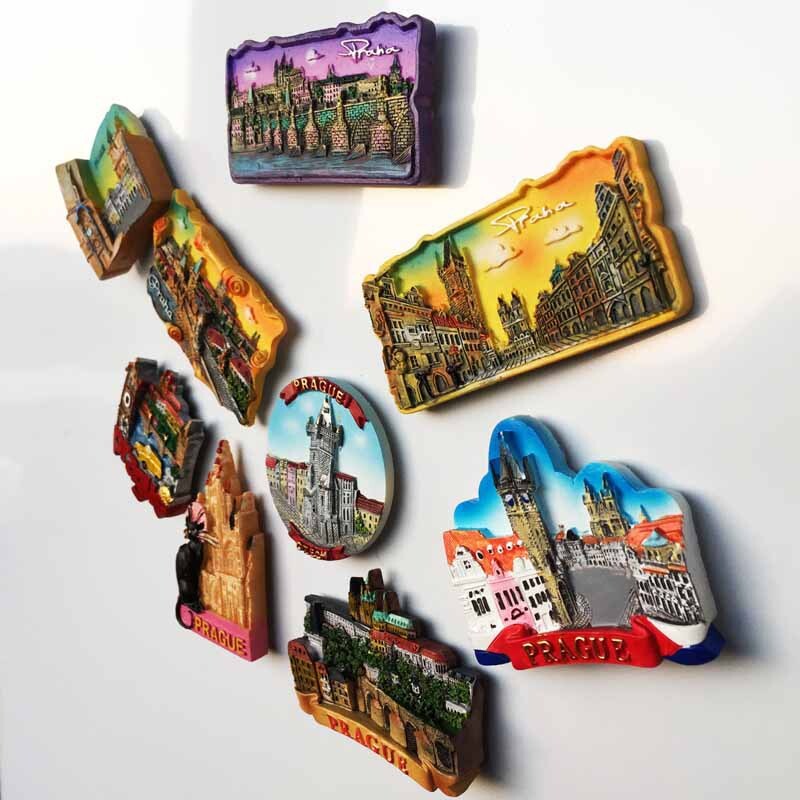 Magnet na chladničku, suveníry, Česká republika, Praha, kultúrna krajina, maskot Prahy, astronomické hodiny, magnety, nálepka, vidiecka dekorácia