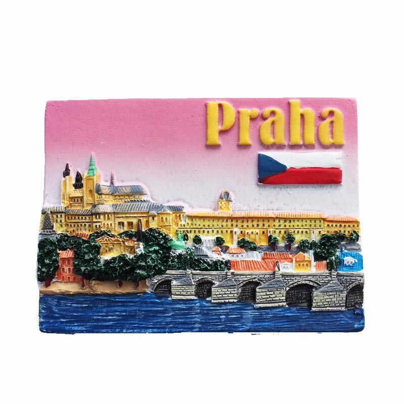 Magnet na chladničku, suveníry, Česká republika, Praha, kultúrna krajina, maskot Prahy, astronomické hodiny, magnety, nálepka, vidiecka dekorácia