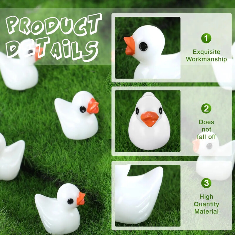 50/100 ks DIY drobné figúrky kačiek mini živicové kačky pre domácu hru mikro krajinka + domček pre bábiky DIY akvárium dekorácia