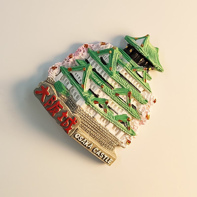 Japonsko, mesto Osaka, pamiatky, 3D stereoskopické, remeslá, pamiatky, ručne maľované, dekorácie do domu, magnety na chladničku.