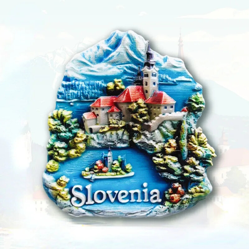 Slovinsko Magnety na chladničku Cestovné suveníry Jazero Bled Nálepky na chladničku Svadobné darčeky Dekorácie do domácnosti
