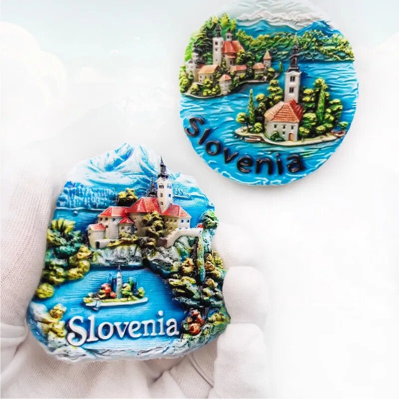 Slovinsko Magnety na chladničku Cestovné suveníry Jazero Bled Nálepky na chladničku Svadobné darčeky Dekorácie do domácnosti