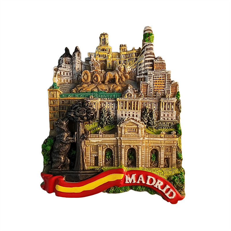 Španjolska，Madrid，Slika od smole，3D stereoskopski，Rukotvorine，Putovanje komemoracija，ukras za dom，smiješni magnet，magneti za hladnjak