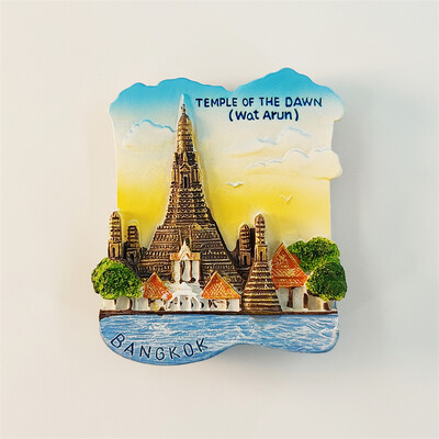 Thaiföld, Bangkok, Zheng Wang templom, 3D sztereoszkópikus, turisztikai ajándéktárgyak, műgyanta festés, lakásdekoráció, hűtőmágnesek