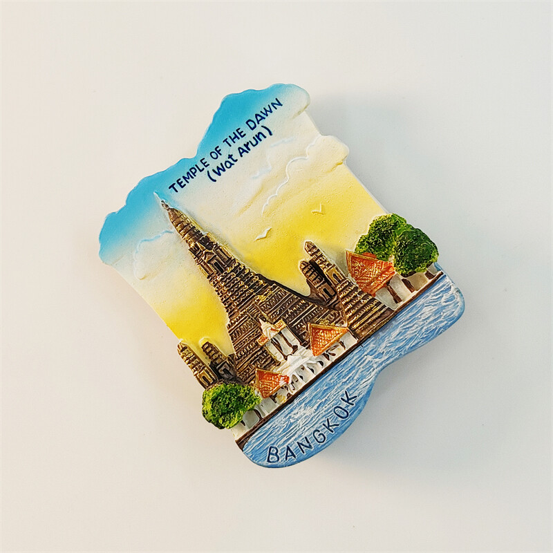 Thaiföld, Bangkok, Zheng Wang templom, 3D sztereoszkópikus, turisztikai ajándéktárgyak, műgyanta festés, lakásdekoráció, hűtőmágnesek