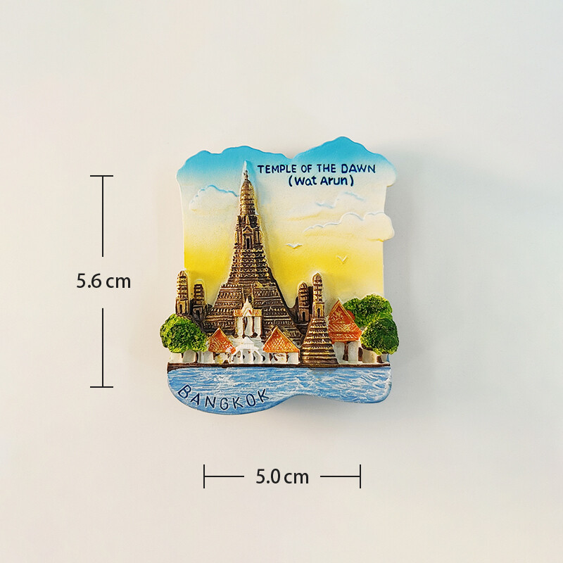 Thaiföld, Bangkok, Zheng Wang templom, 3D sztereoszkópikus, turisztikai ajándéktárgyak, műgyanta festés, lakásdekoráció, hűtőmágnesek