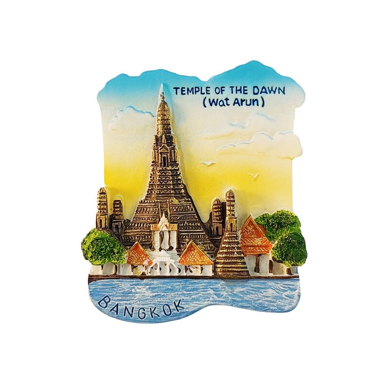 Thaiföld, Bangkok, Zheng Wang templom, 3D sztereoszkópikus, turisztikai ajándéktárgyak, műgyanta festés, lakásdekoráció, hűtőmágnesek