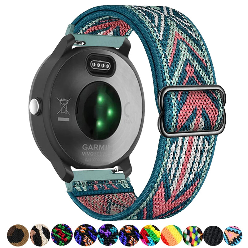Elastne nailon Garmin Vivoactive 5 4 3 rihmaga Forerunner 245 255S 265 kellarihm Venu Plus 3 2 sq randmekäevõru