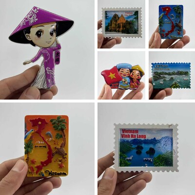 Vietnami hűtőszekrény matricák utazási ajándéktárgyak háromdimenziós dekoratív műgyanta kézzel festett mágnes születésnapi ajándék