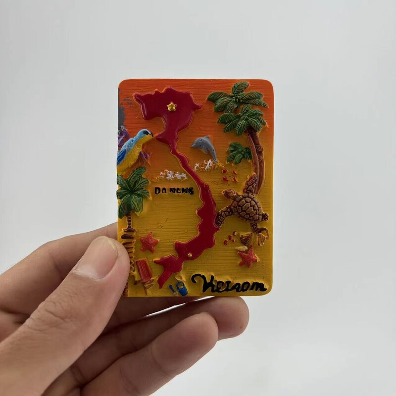 Vietnamské nálepky na chladničku, cestovné suveníry, trojrozmerný dekoratívny artefakt, živica, ručne maľovaný magnet, darček k narodeninám