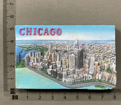 Chicago, USA Ručne maľované 3D magnety na chladničku Turistické suveníry Magnetické nálepky na chladničku