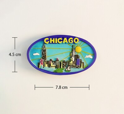Chicago, USA Ručne maľované 3D magnety na chladničku Turistické suveníry Magnetické nálepky na chladničku