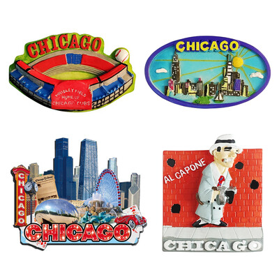 Chicago, SAD Ručno oslikani 3D magneti za hladnjak Turistički suveniri Magnetske naljepnice za hladnjake