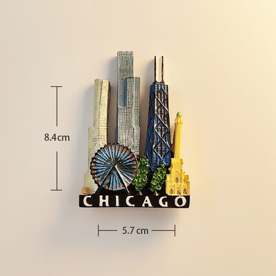 Chicago, USA Ručne maľované 3D magnety na chladničku Turistické suveníry Magnetické nálepky na chladničku