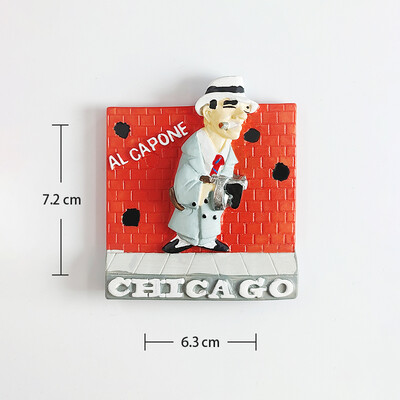 Chicago, USA Ručne maľované 3D magnety na chladničku Turistické suveníry Magnetické nálepky na chladničku