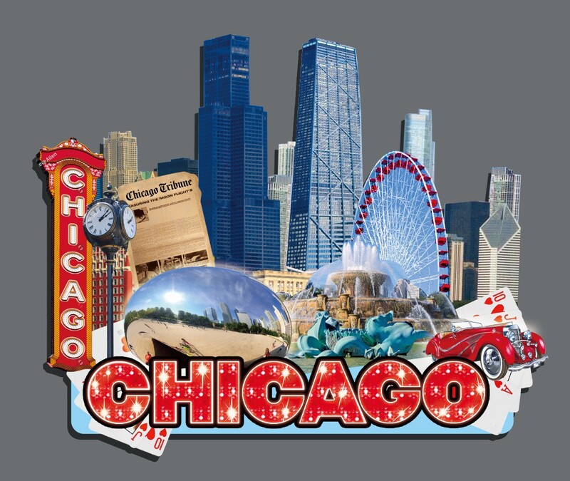 Chicago, USA Ručne maľované 3D magnety na chladničku Turistické suveníry Magnetické nálepky na chladničku