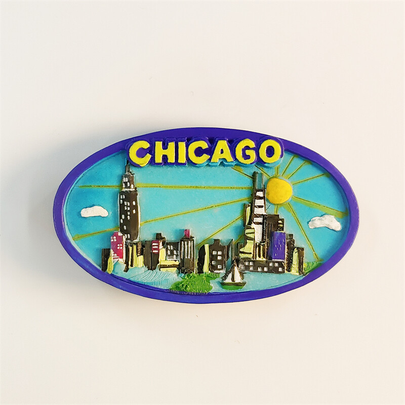Chicago, USA Ručne maľované 3D magnety na chladničku Turistické suveníry Magnetické nálepky na chladničku
