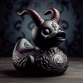 Socha kačice, gotická socha Duckieville, punková zvieracia figúrka, dekorácia, dáma Valentina, gotické dievča, kačica, Satan, stolové ozdoby.