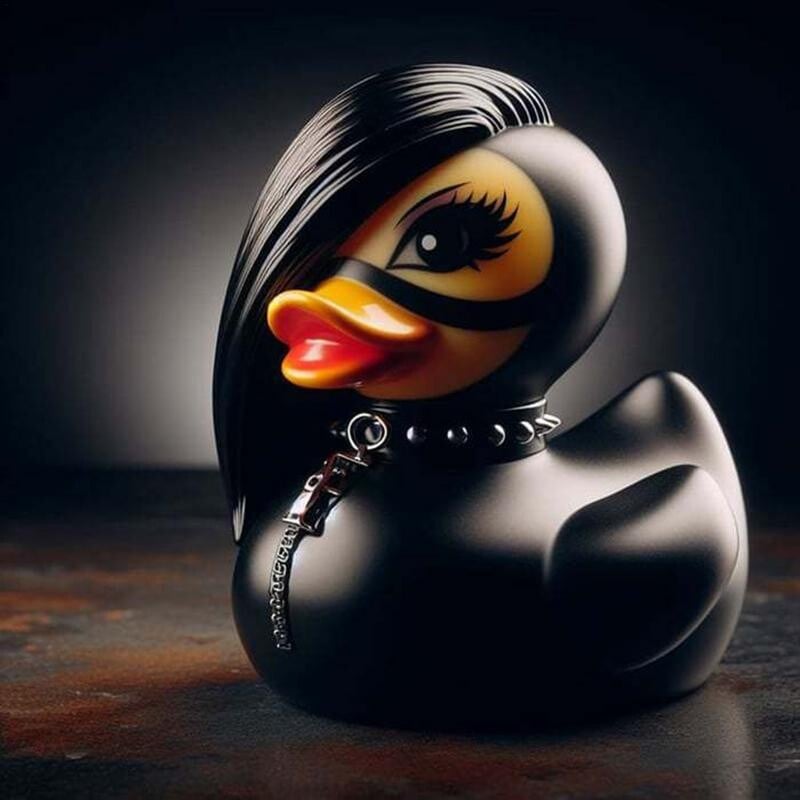 Socha kačice, gotická socha Duckieville, punková zvieracia figúrka, dekorácia, dáma Valentina, gotické dievča, kačica, Satan, stolové ozdoby.