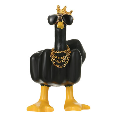 Karšta, kūrybinga, juokinga maža antis, suasmeninta vidurinio piršto dervos statula namų stalui, amatų ornamentas, sodo skulptūros dekoro dovana