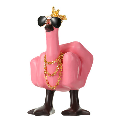 Karšta, kūrybinga, juokinga maža antis, suasmeninta vidurinio piršto dervos statula namų stalui, amatų ornamentas, sodo skulptūros dekoro dovana