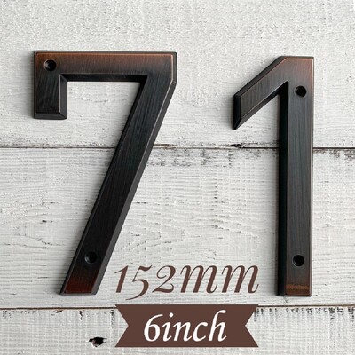 1 db 6"-os 152 mm-es külső házszám öregített bronz cinkötvözetből készült szám és fém címtábla, kültéri ajtó száma 0-9