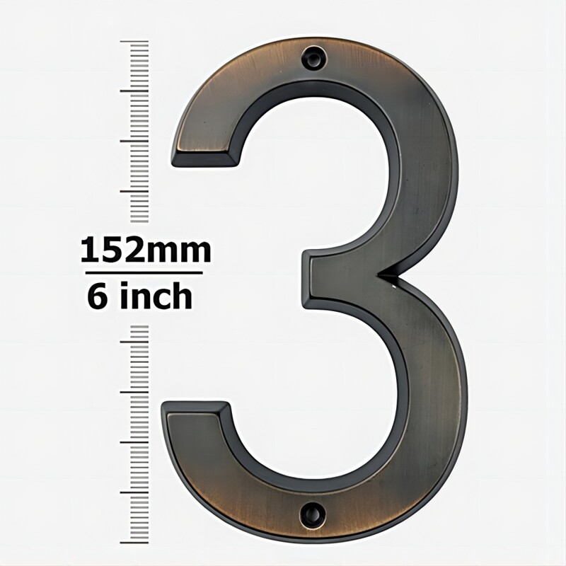 1 db 6"-os 152 mm-es külső házszám öregített bronz cinkötvözetből készült szám és fém címtábla, kültéri ajtó száma 0-9