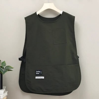 Șorț impermeabil și rezistent la pete, de culoare solidă, stil vestă din nailon, șorț de frumusețe, șorț cu mâneci, purtat de bucătari bucătari și servitori