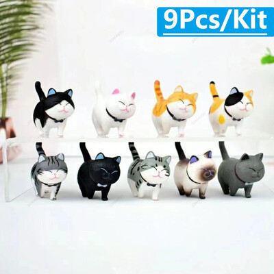 9/18 vnt Mini mielas katės papuošalas Kawaii kačiuko figūrėlės gimtadienio dovanoms Namų dekoras Automobilio interjeras Stalinis modelis Sodo aksesuaras